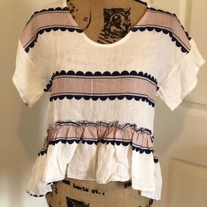 Striped peplum top NWOT